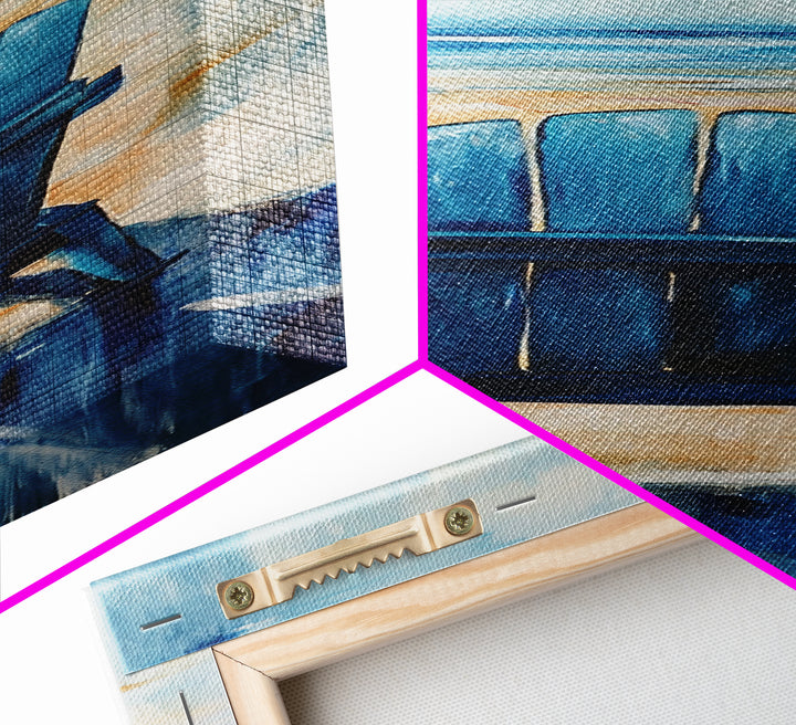 Blue Beach Chair, coastal decor, nautical wall art, ocean painting, beach house art, seascape painting, framed canvas print