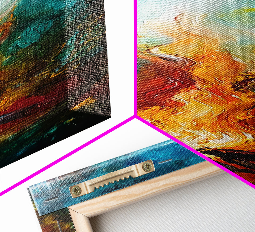 Cozy Campfire, rustic decor, autumn painting, moody art, forest at dusk painting, wabi sabi art, framed canvas print, vertical wall art