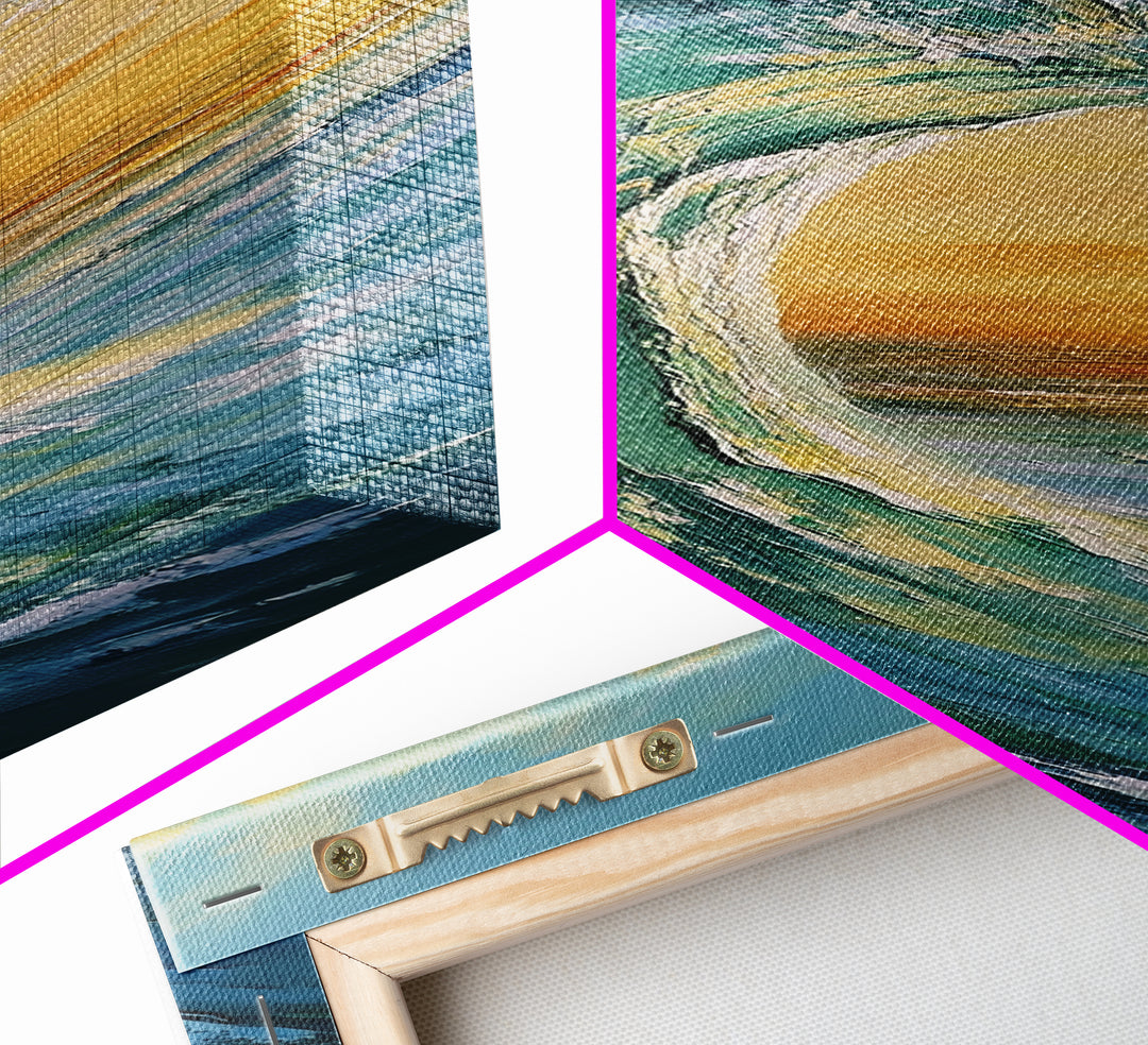 Ocean Wave, Seascape Painting, Framed Canvas Print, Coastal Landscape Art, Nautical Decor, Blue and Green Wall Art
