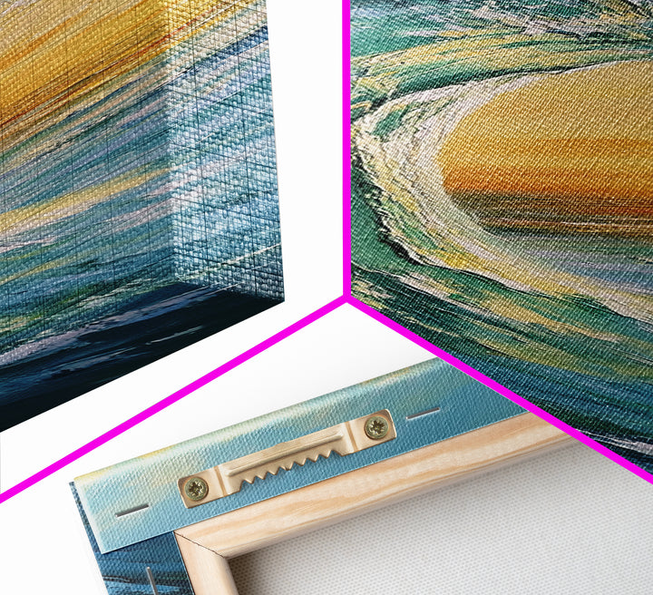 Ocean Wave, Seascape Painting, Framed Canvas Print, Coastal Landscape Art, Nautical Decor, Blue and Green Wall Art