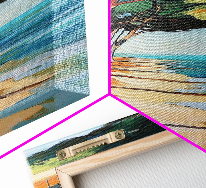 Beach Pines, coastal cowgirl wall art, coastal decor, nautical painting, ocean painting, framed canvas print, seascape painting