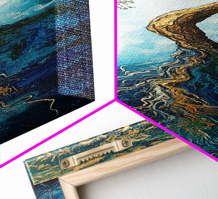 Rooted Tree, oak tree art, blue and green wall art, sacred geometry wall art, mystical art, framed canvas print, vertical wall art