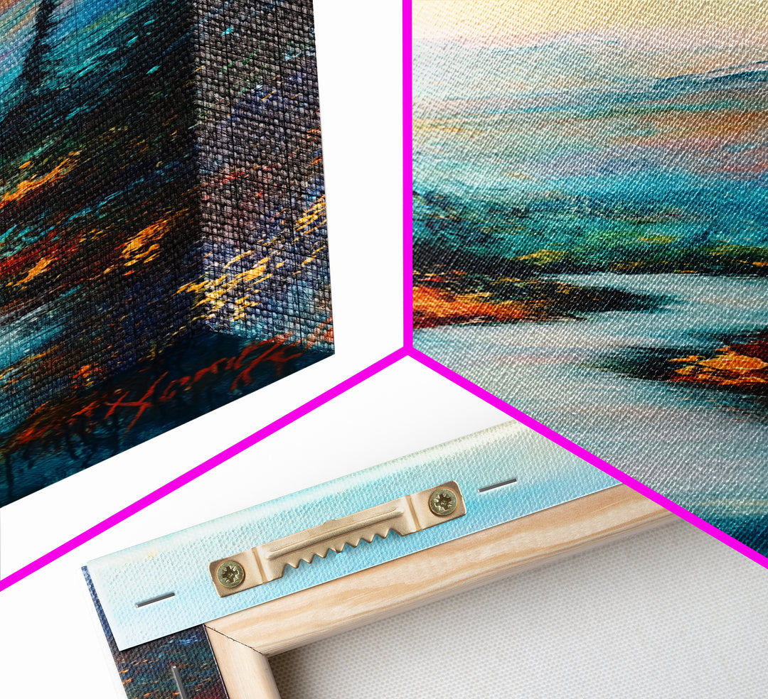 Autumn River, mountain painting, pine tree art, framed canvas print, landscape painting, rustic wall art, above couch art, fall decor