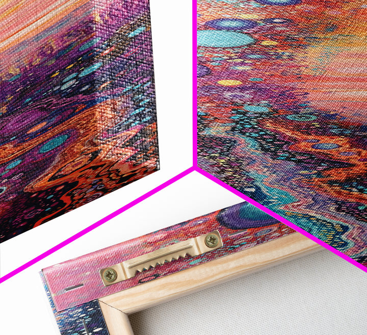 Cosmic Swirls, sacred geometry wall art, pink abstract art, brain art, therapy art, pink orange wall art, vertical wall art, canvas print