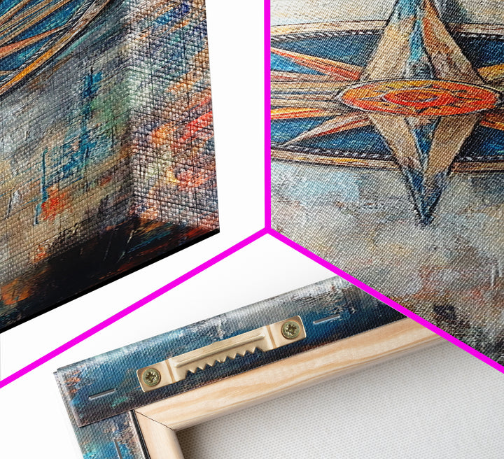 Compass, compass wall art, rustic wall art, nautical decor, farmhouse art, southwest wall art, gift idea for him, framed canvas print