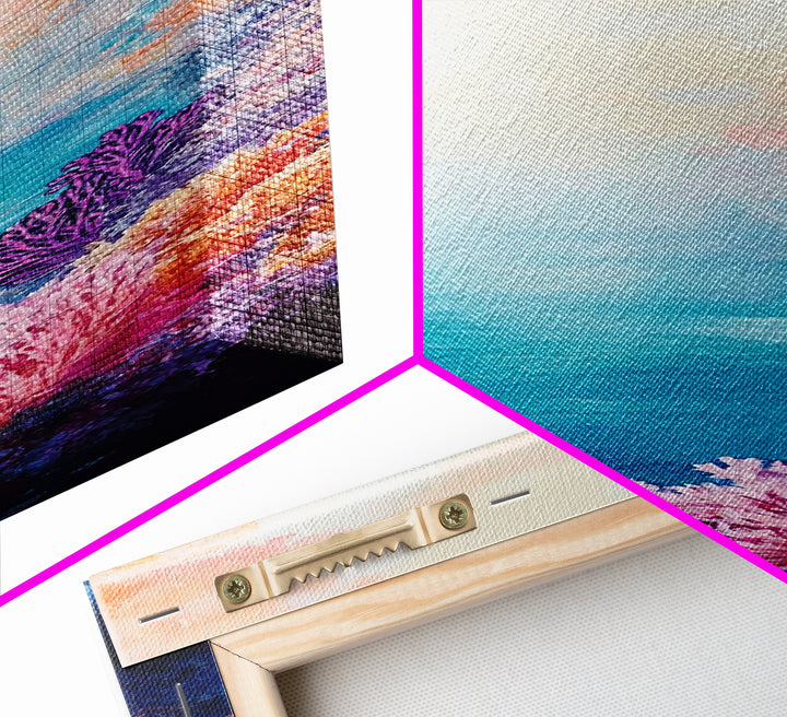 Coral Reef, dolphin painting, blue and green wall art, ocean painting, tropical decor, tall skinny art, coastal decor, canvas print