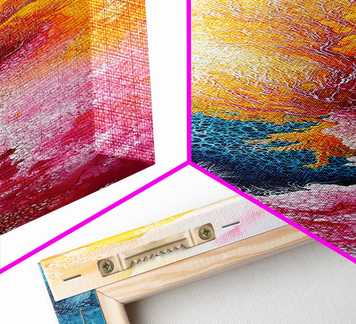 Abstract Coral, mosaic wall art, sacred geometry wall art, pink abstract art, blue and green wall art, zen wall art, canvas print