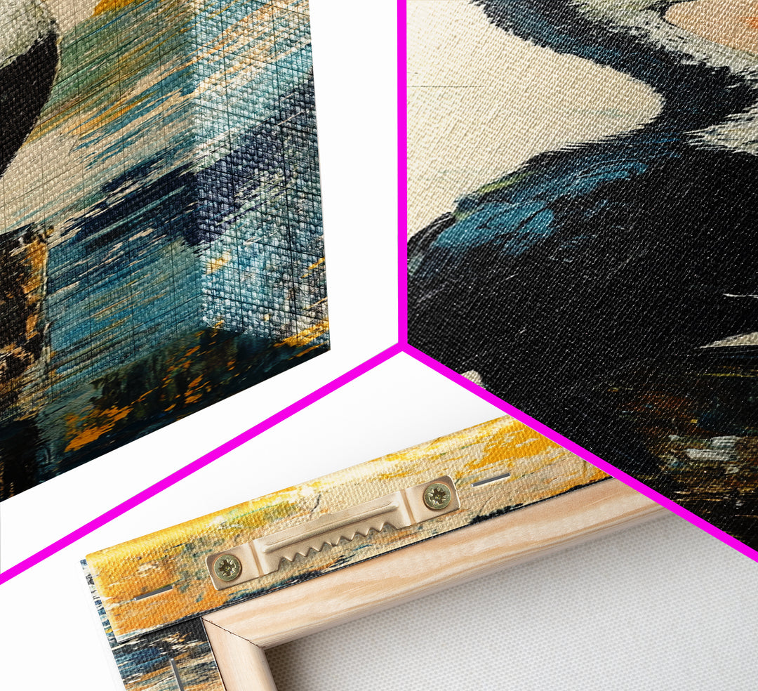 Abstract Bird Art, Coastal Wall Art, Nautical Decor, Bird Art Print, Framed Canvas Print, Rustic Wall Art,  Vertical Wall Art