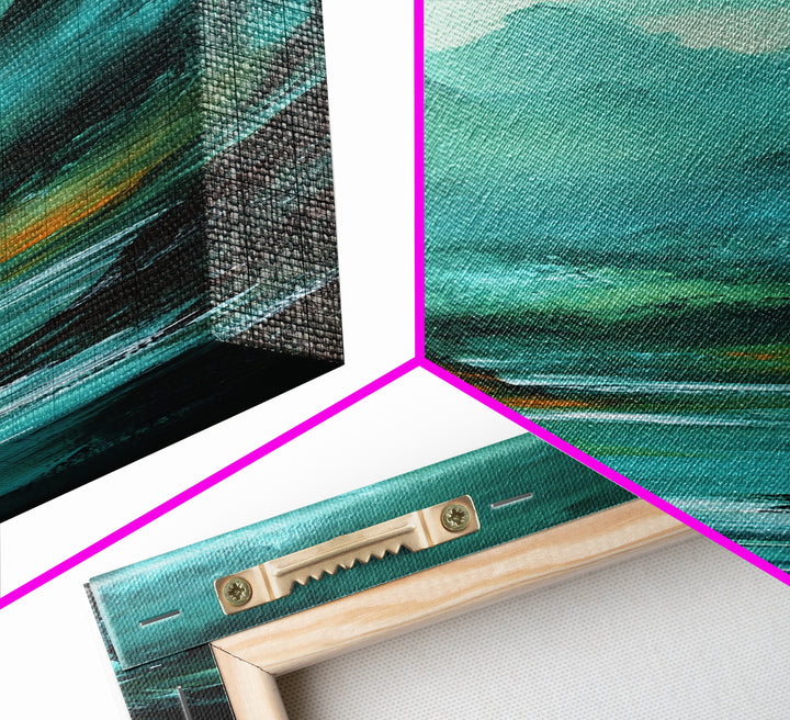 Dark Moody Landscape, Mountain Painting, Forest at Dusk Painting, Framed Canvas Print, Rustic Wall Art, Vertical Wall Art