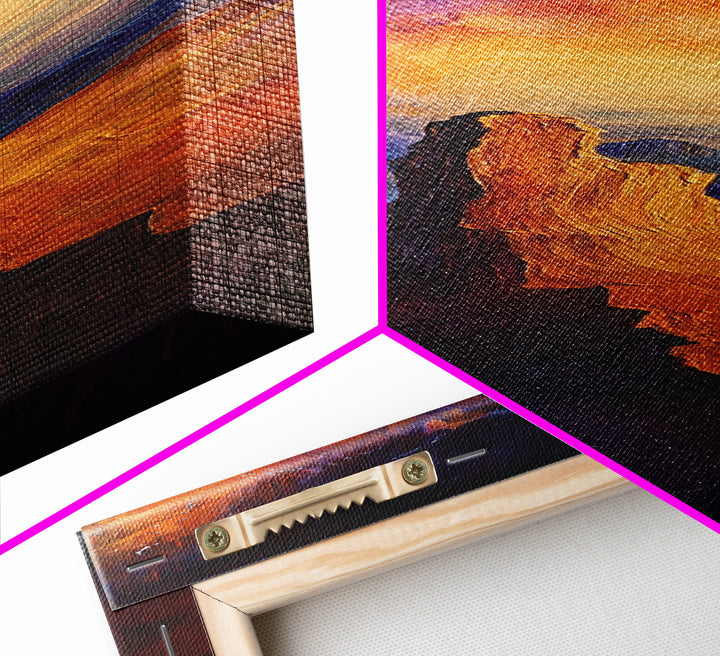 Canyon Glow, mountain painting, sunset landscape, Joshua tree art, southwest wall art, framed canvas print, above couch art