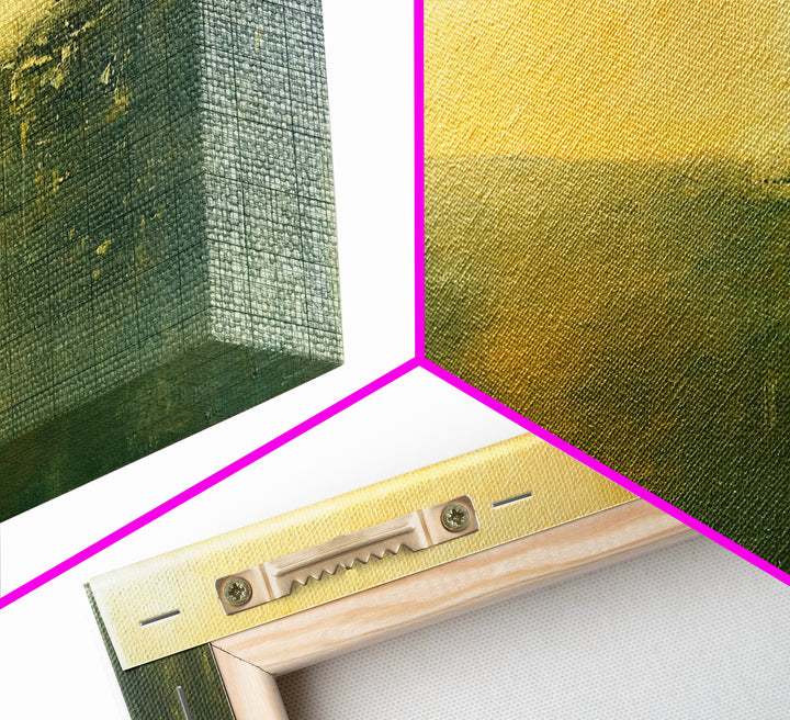 Abstract Landscape, Moody Art, Horizon Painting, Green Wall Art, Extra Wide Art, Panoramic Art, Framed Canvas Print, Living Room Art