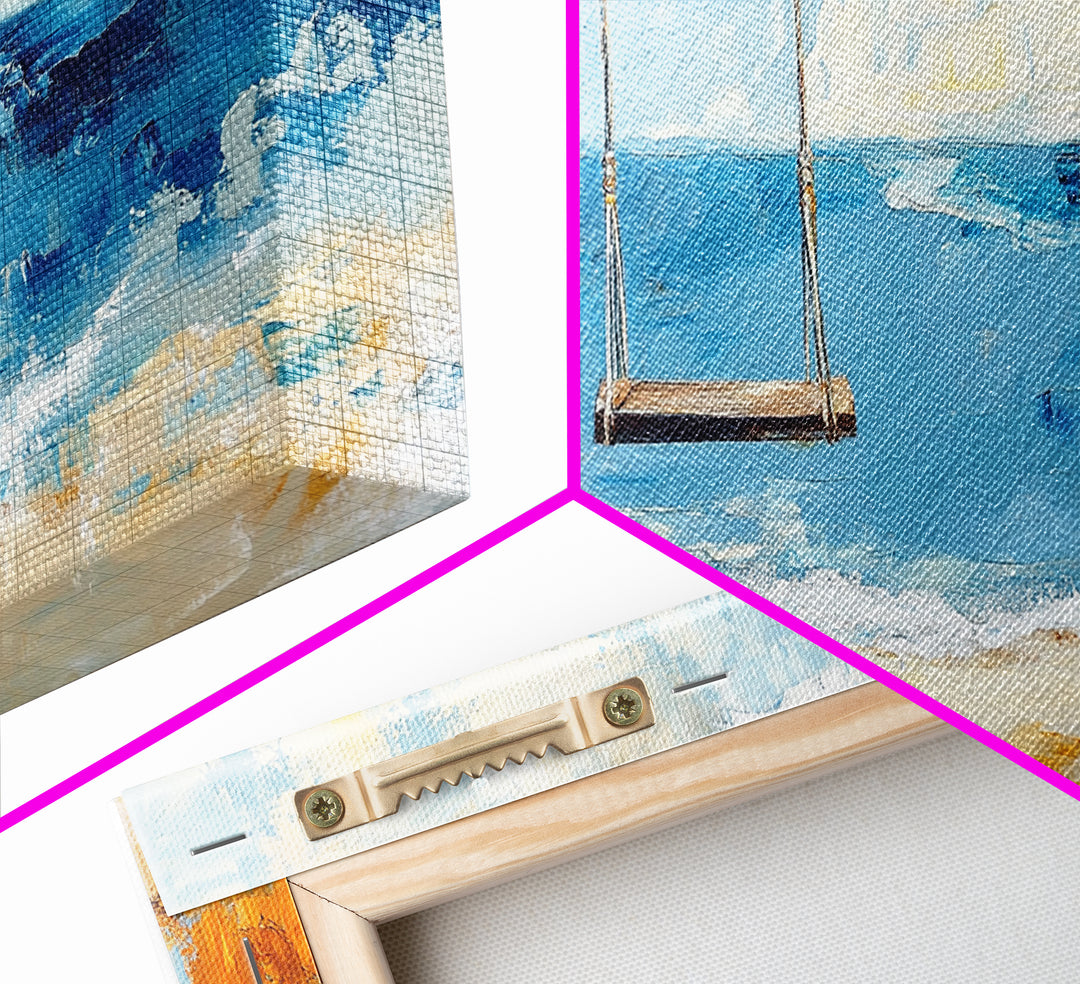 Beach Swing, Ocean Art, Coastal Landscape Art, Nautical Decor, Coastal Wall Art, Above Sofa Art, Canvas Print, Seascape Painting