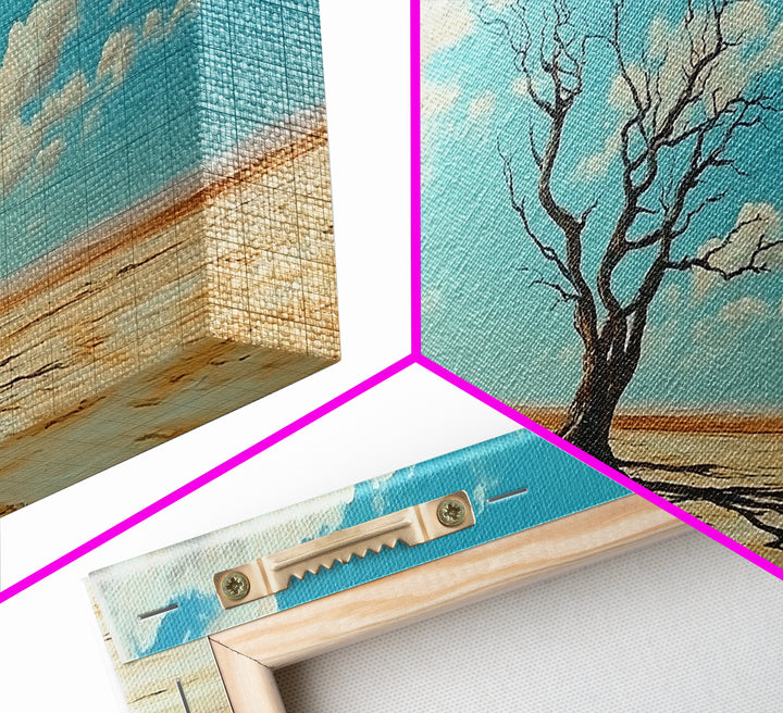 Desert Tree, Ozymandias Art, Joshua Tree Art, Southwest Wall Art, Blue and Green Wall Art, Gift Idea for Him, Framed Canvas Print, Rustic Art