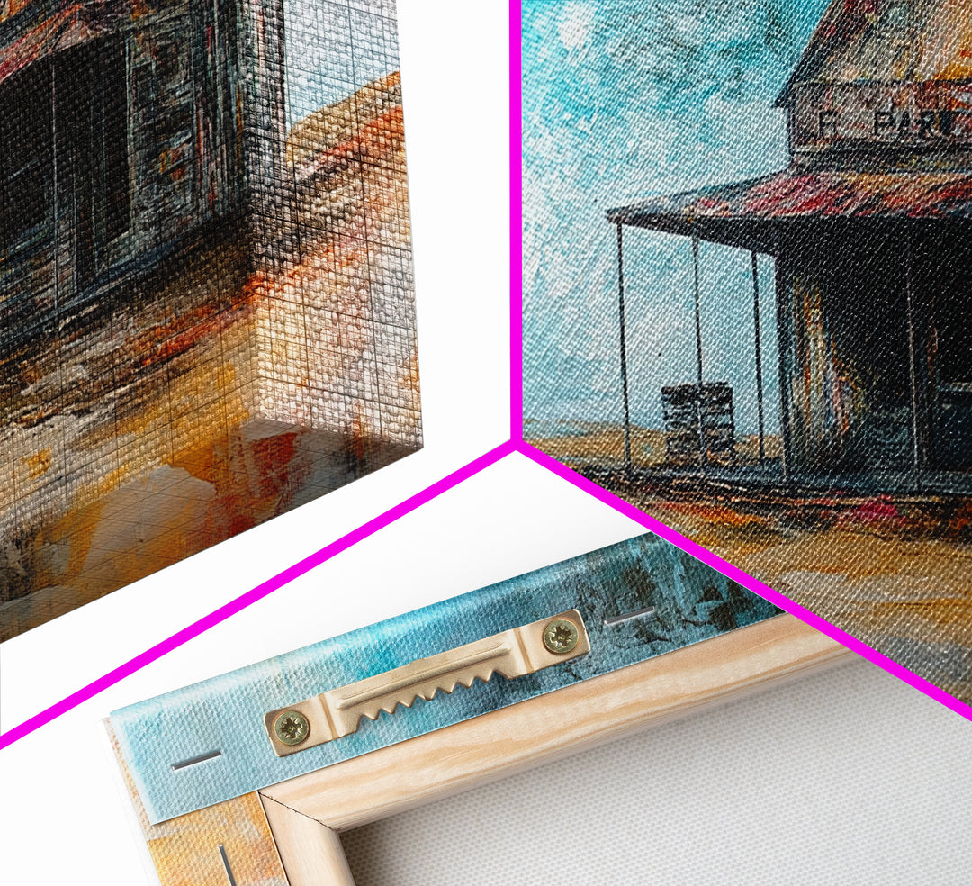 Abandoned Cabin Art, Rustic Wall Art, Moody Art, Western Landscape Painting, Framed Canvas Print, Extra Wide Art, Living Room Art