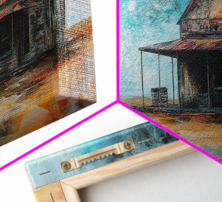 Abandoned Cabin Art, Rustic Wall Art, Moody Art, Western Landscape Painting, Framed Canvas Print, Extra Wide Art, Living Room Art