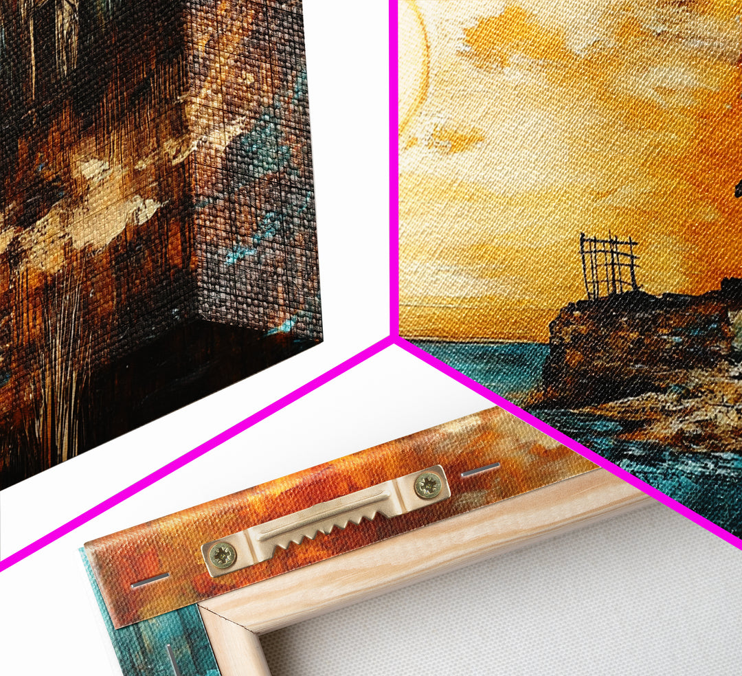 Rustic Barn, sunset painting, farmhouse art, rustic wall art, panoramic painting, framed canvas print, southwest wall art