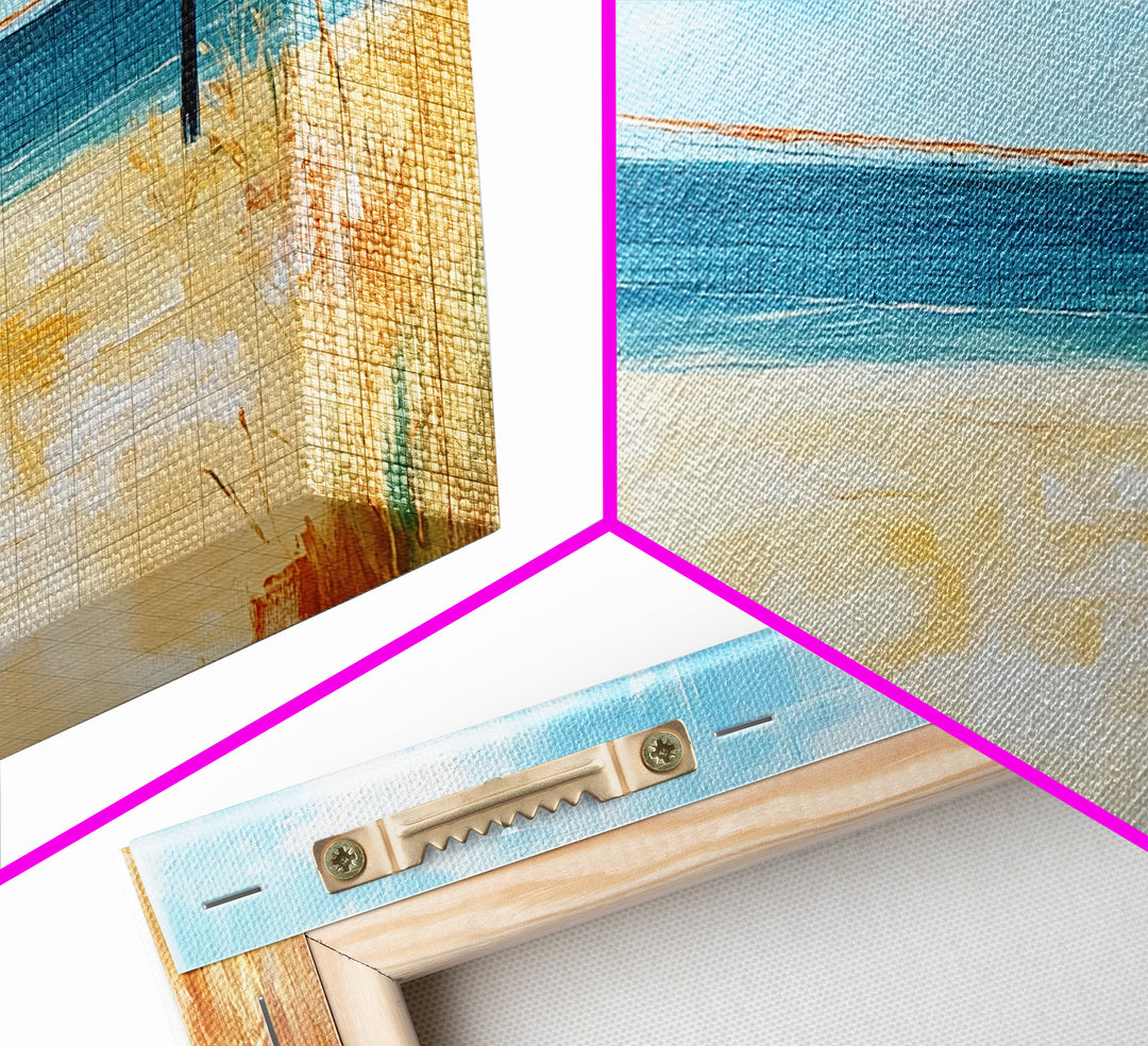 Beach Volleyball, Coastal Wall Art, Nautical Decor, Seascape Painting, Ocean Painting, Framed Canvas Print, Extra Wide Art, Boho Art