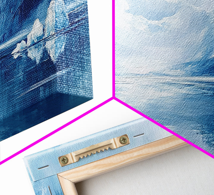 Arctic Reflections, Canvas Print, landscape painting, nautical painting, blue and green wall art, extra wide art, minimalist art