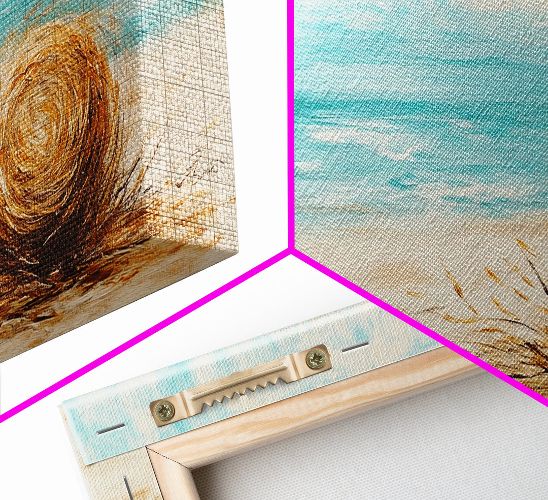 Beach Grass, coastal wall art, farmhouse decor, nautical painting, seascape painting, framed canvas print, panoramic art