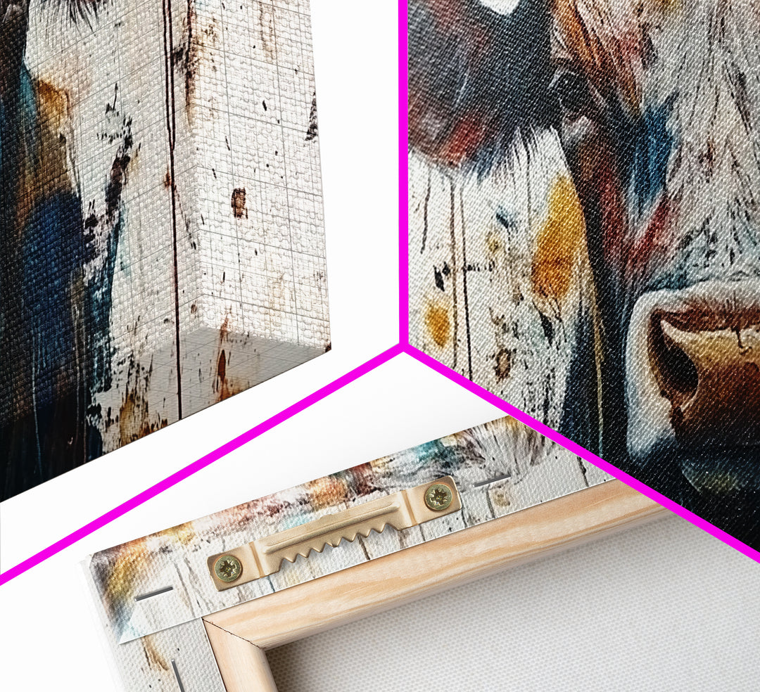 Bull Portrait, rustic decor, farmhouse art, bull and bear art, southwestern wall art, moody art, canvas print, extra wide art