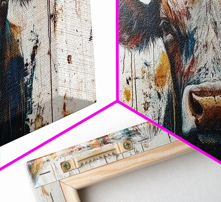 Bull Portrait, rustic decor, farmhouse art, bull and bear art, southwestern wall art, moody art, canvas print, extra wide art