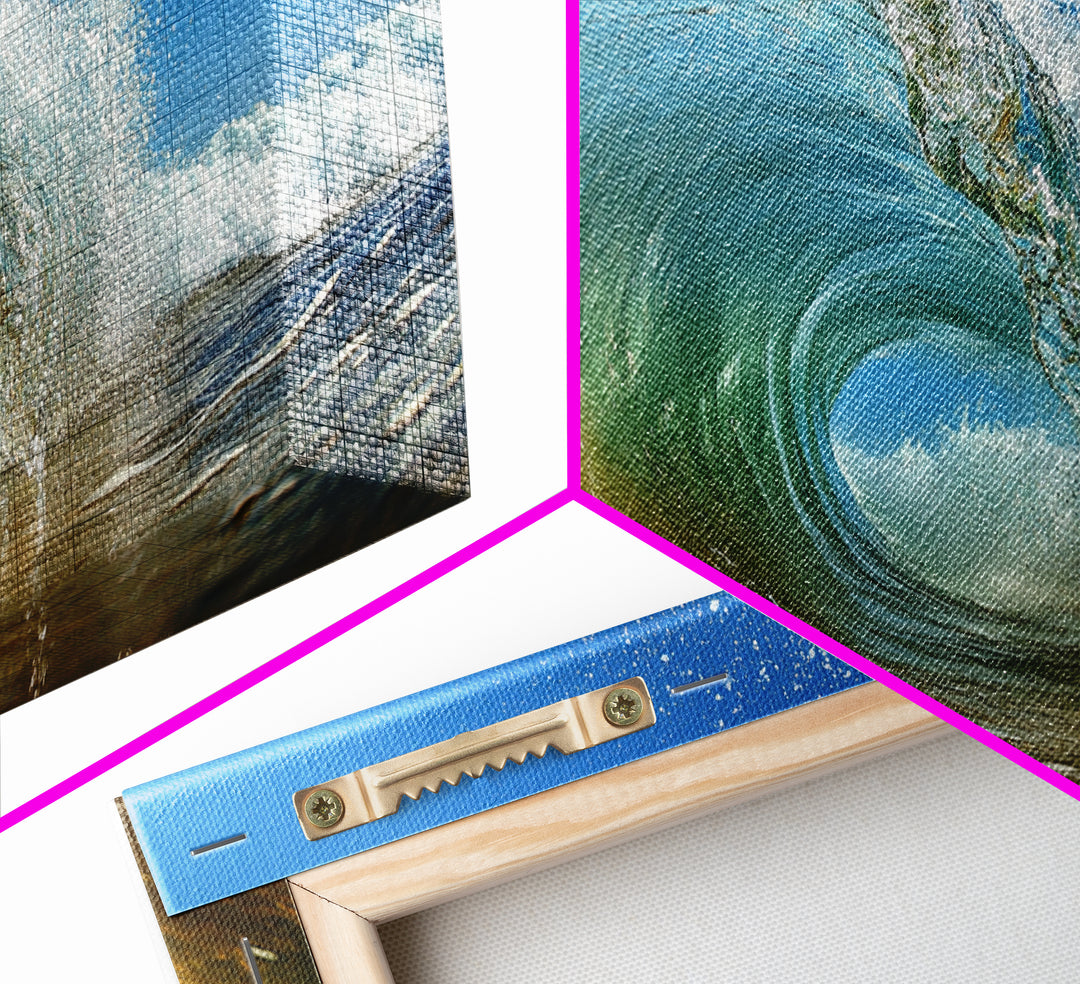 Barrel Wave, Surfing Photography, Panoramic Art, Canvas Print, Coastal Decor, Nautical Painting, Beach Wall Art, Surf Wall Art