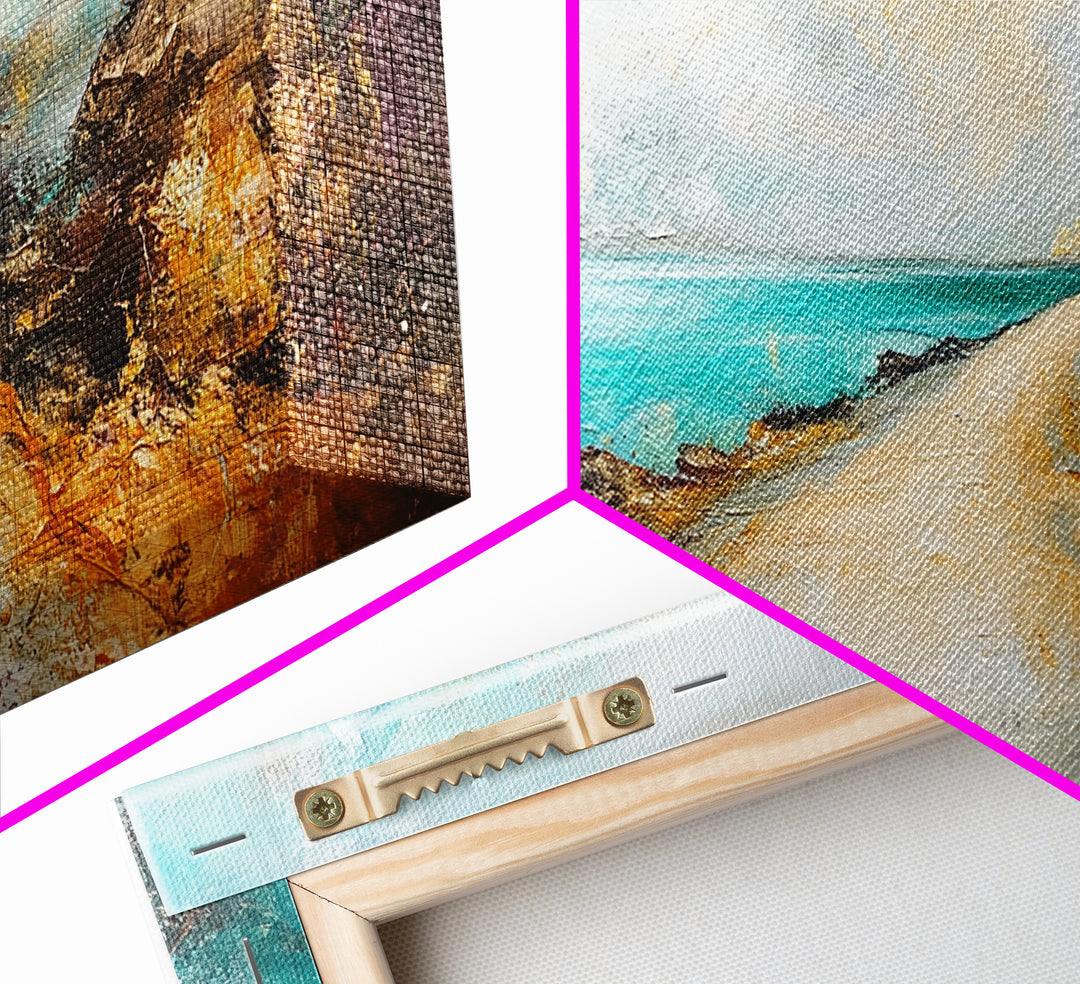 Coastal decor, framed canvas print, extra wide art, nautical wall art, beach road painting, rustic landscape, panoramic art