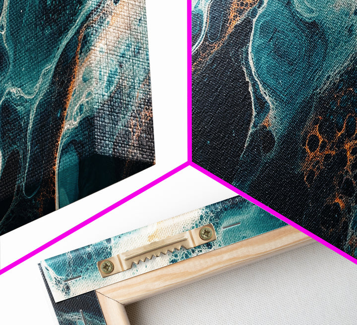 Abstract Fluid Art, moody art, blue and green wall art, wabi sabi art, extra wide art, horizontal wall art, Canvas Print