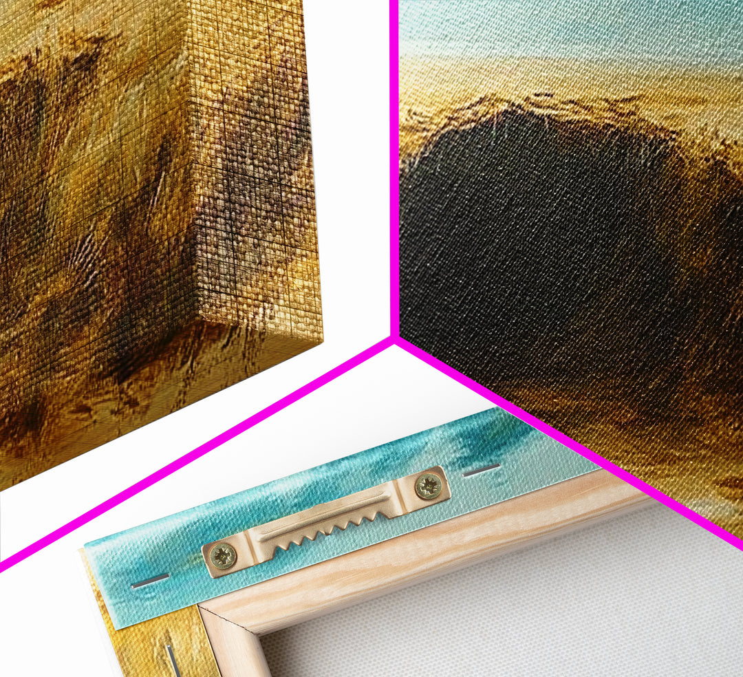 Desert Landscape, Ozymandias art, rustic wall art, above sofa art, extra wide art, panoramic painting, Canvas Print