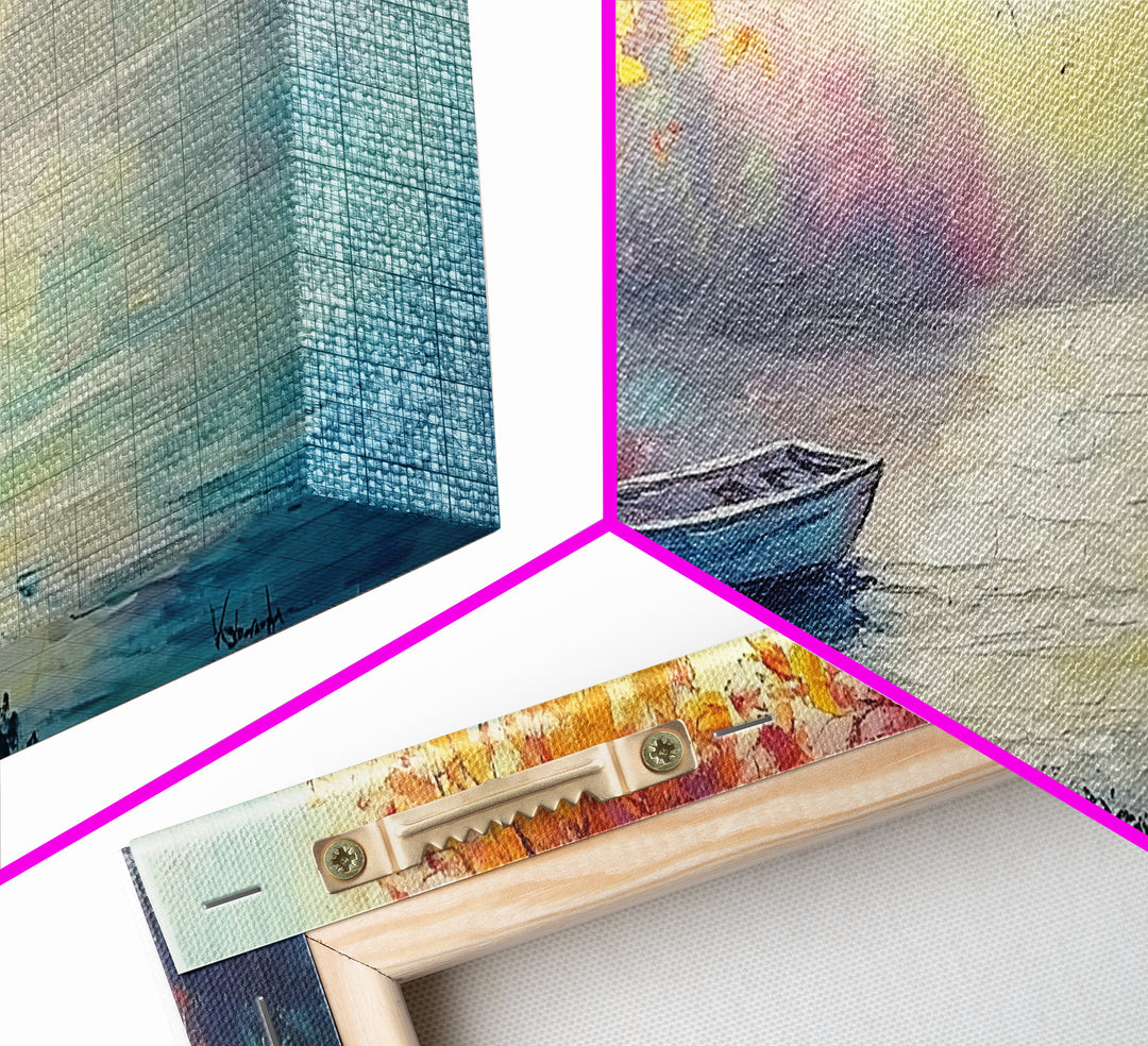 Autumn Lake Scene, landscape painting, fall wall art, framed canvas print, rustic decor, above sofa art, moody art, extra wide art