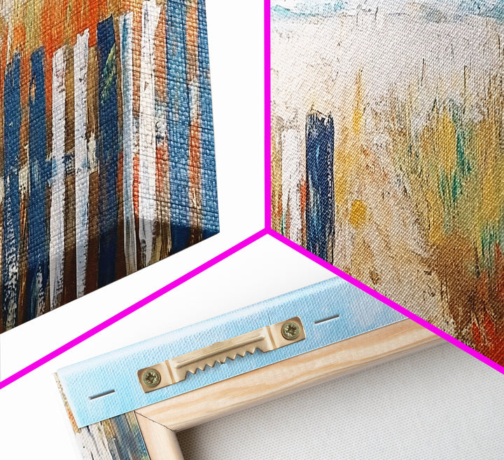 Beach Fence, coastal painting, framed canvas print, nautical decor, seascape painting, blue and green wall art, extra wide art