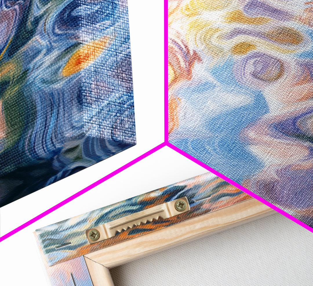 Abstract Water, Nautical Wall Art, Blue and Green Wall Art, Panoramic Painting, Extra Wide Art, Canvas Print, Living Room Art