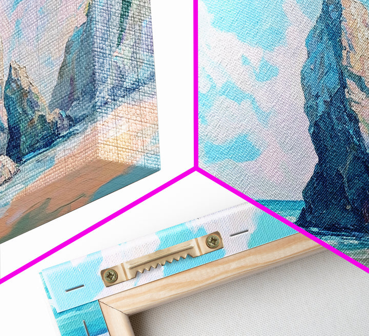 Coastal Rock Formations, beach painting, framed canvas print, coastal wall art, nautical decor, seascape painting, extra wide art