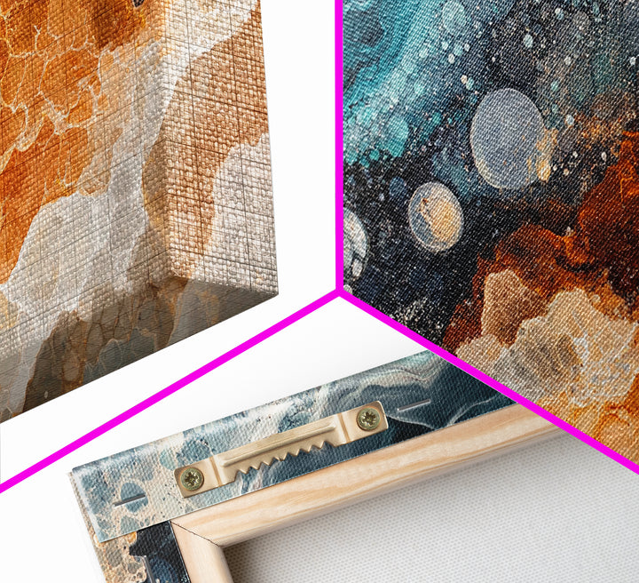 Abstract Coastal Geology, framed canvas print, extra wide art, mosaic wall art, ocean decor, oyster painting, coastal decor