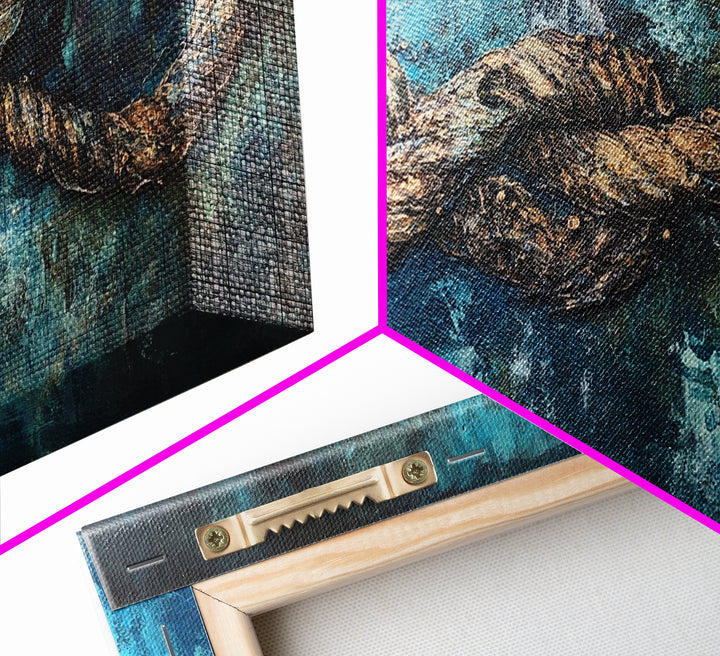 Nautical Rope, infinity knot, rustic maritime, coastal decor, textured blue, wabi sabi art, Canvas Print, nautical wall art
