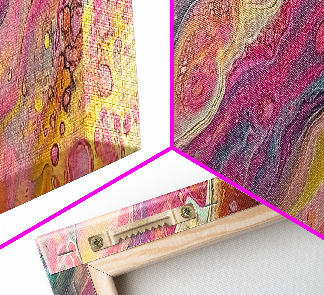 Pink Abstract, fluid art, cosmic energy, modern painting, blotter art, moody wall art, extra wide art, Framed Canvas Print, therapy art