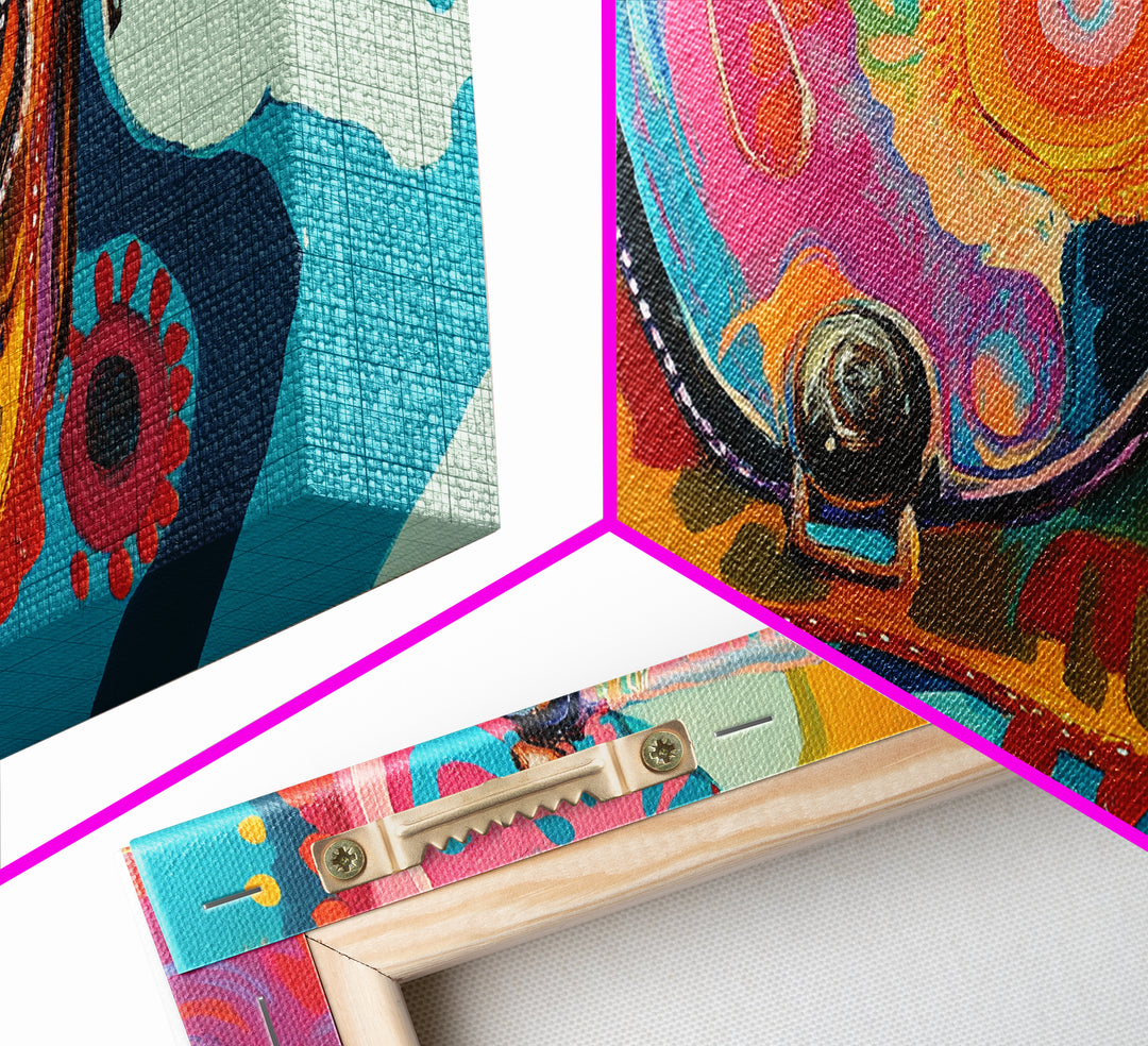 Abstract Handbag Art, boho art, pink abstract art, whimsical art, extra wide art, horizontal wall art, Canvas Print