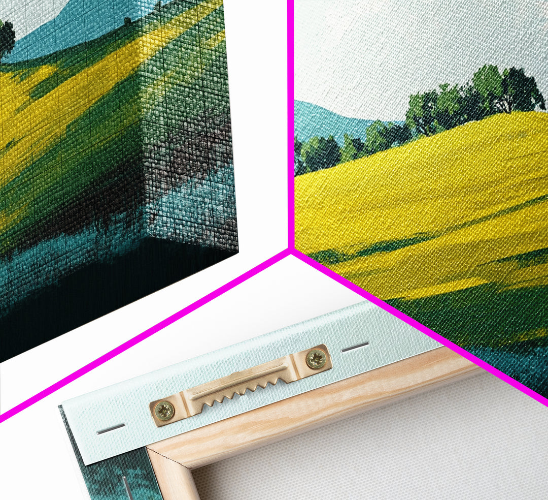 Rolling Hills Landscape, mountain painting, green wall art, countryside art, above couch art, farmhouse art, Canvas Print