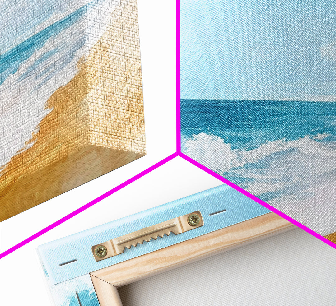 Ocean Beach Painting, seascape painting, coastal wall art, nautical decor, beach house art, panoramic painting, Canvas Print