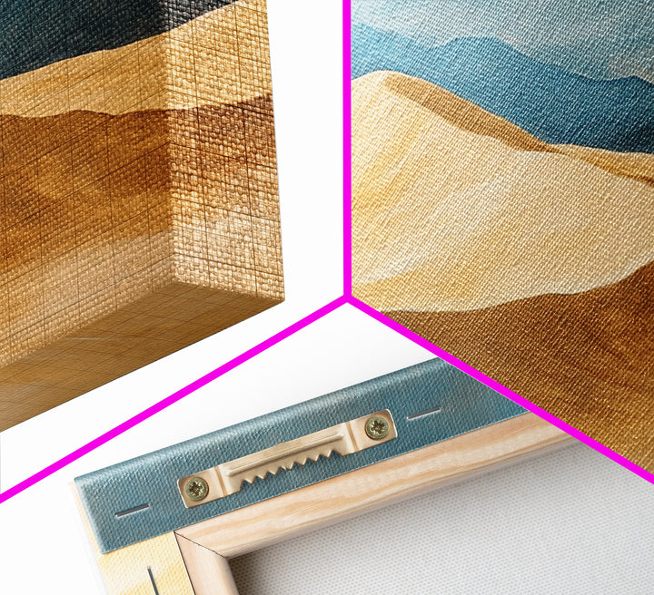 Desert Landscape, Mountain Painting, Rustic Decor, Southwest Wall Art, Framed Canvas Print, Panoramic Art, Earthy Tones Wall Art