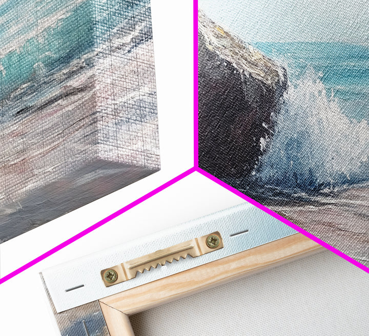 Ocean Rock Painting, seascape painting, coastal decor, nautical wall art, above bed wall art, horizontal art, canvas print
