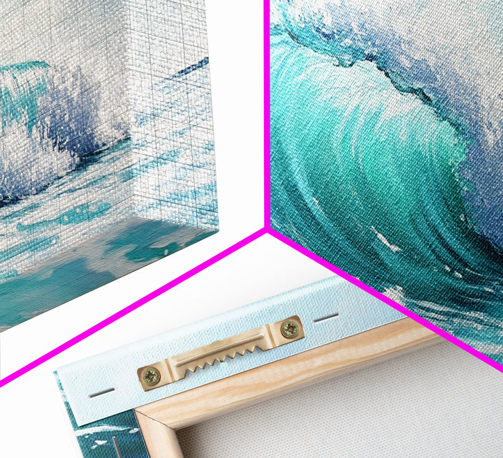 Ocean Wave, seascape painting, surf wall art, nautical decor, blue and green wall art, coastal landscape art, Canvas Print