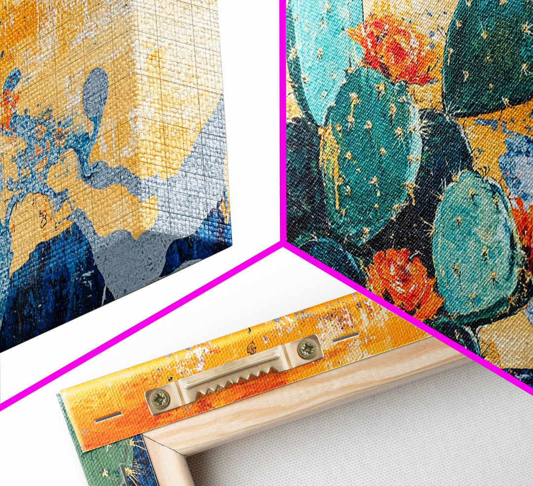 Cactus Painting, agave painting, southwest wall art, rustic decor, framed canvas print, desert painting, extra wide art, boho art