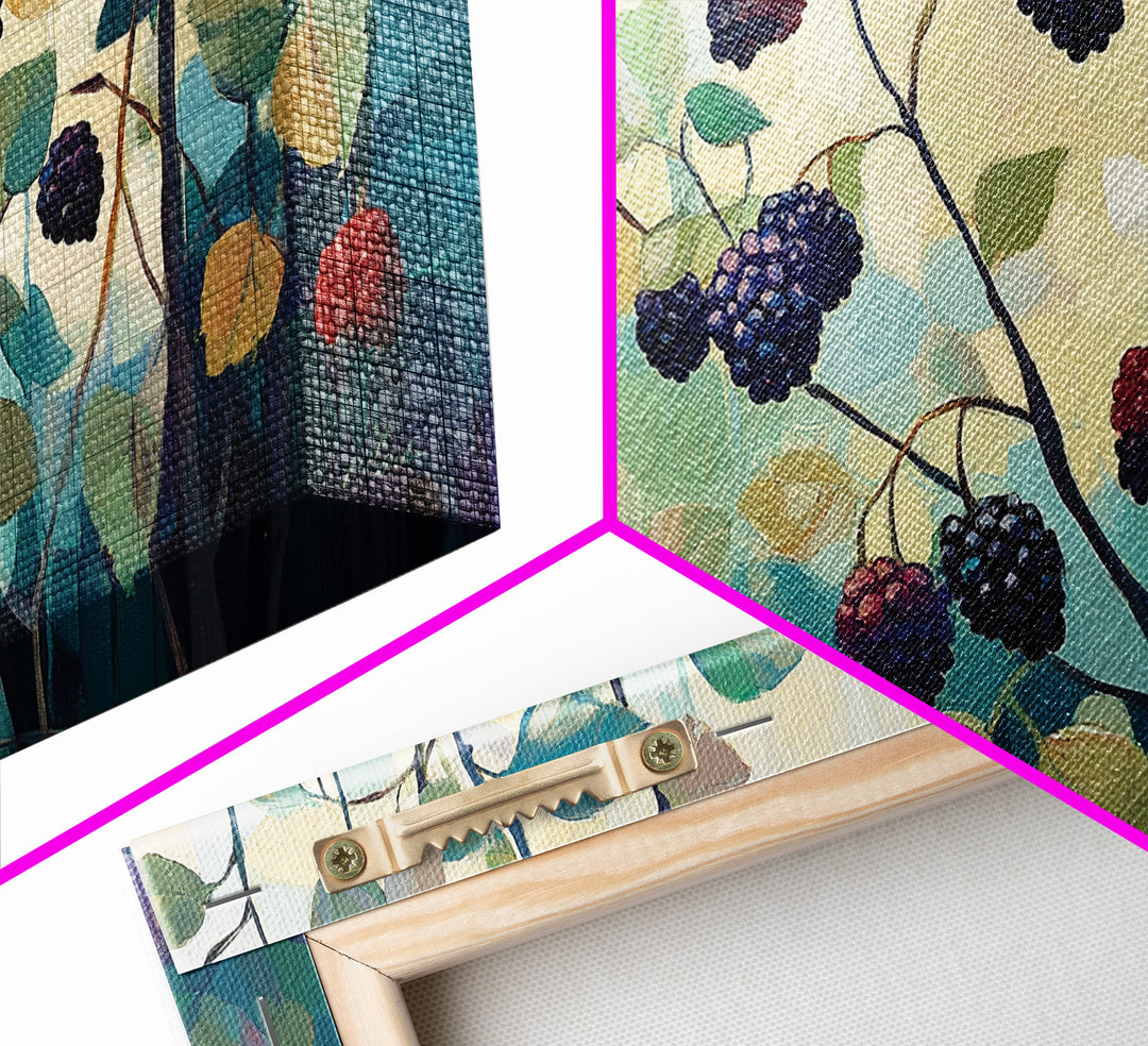 Blackberry, summer berries, Canvas Print, botanical prints, fruit of the spirit wall art, wildflower painting, kitchen art