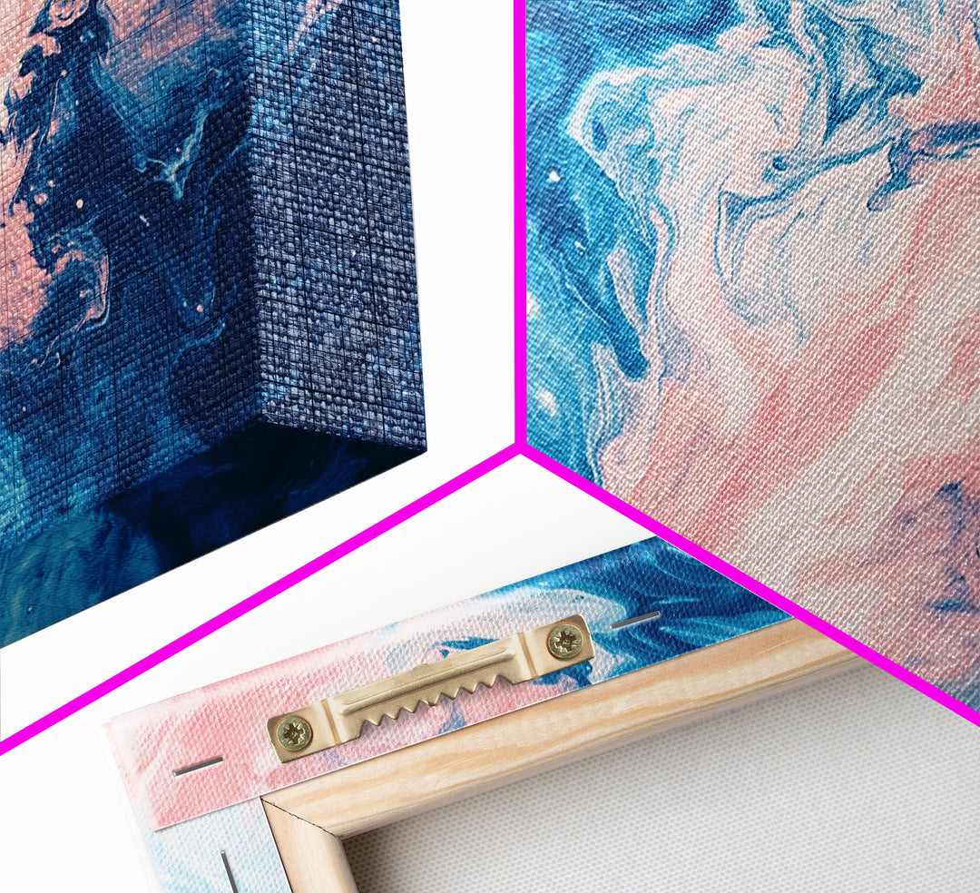 Blue Pink Abstract, Fluid Art, Ocean Inspired, Canvas Print, Whimsical Art, Light Pink Wall Art, Teal Wall Art, Therapy Art