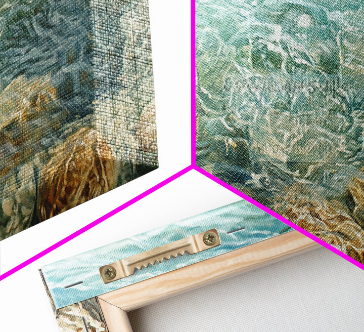 Crystal Clear Water, coastal painting, nautical wall art, beach house decor, ocean inspired art, Framed Canvas Print, blue and green wall art