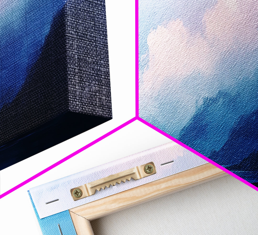 Blue Mountain Mist, Moody Landscape, Coastal Landscape Art, Minimalist Art, Extra Wide Art, Framed Canvas Print, Living Room Art