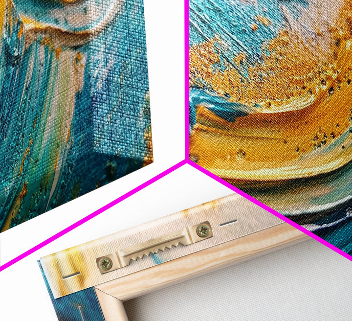 Abstract Ocean, Textured Painting, Teal Wall Art, Nautical Decor, Horizontal Wall Art, Framed Canvas Print, Coastal Decor, Extra Wide Art