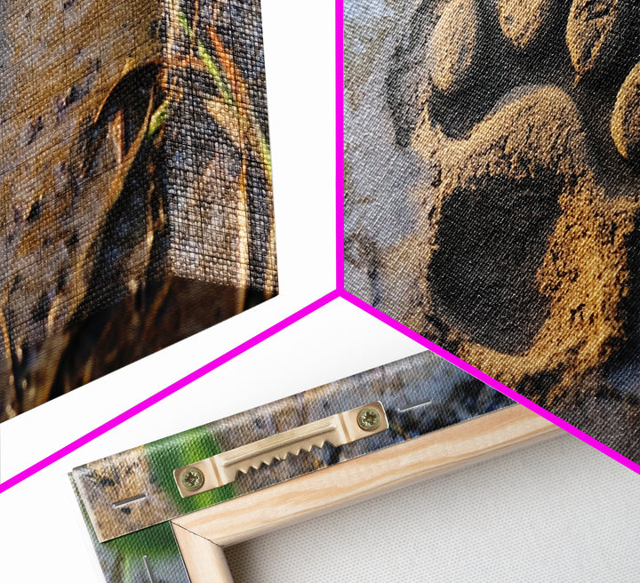 Animal Paw Print, rustic decor, moody art, nature painting, wildlife art, earthy tones, textured wall art, Framed Canvas Print