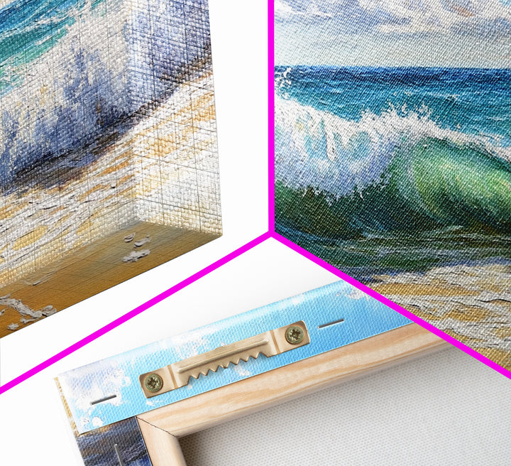 Beach Wave Painting, Coastal Landscape Art, Ocean Wall Art, Surf Wall Art, Nautical Decor, Seascape Art, Horizontal Wall Art, Canvas Print